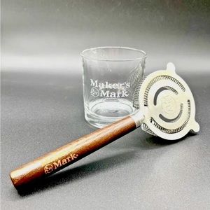 Makers Mark Cocktail Strainer Bonus Rock Glass